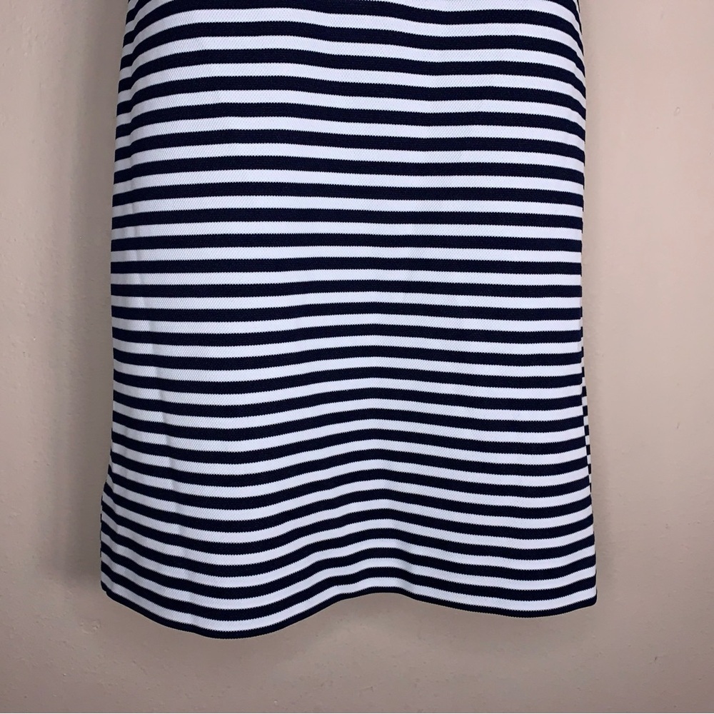Vintage Serbin Size 6 Navy Blue And White Striped Dress Short Sleeve Sporty - Picture 6 of 16